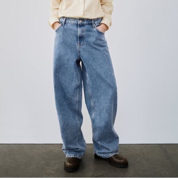 ZARA ZW MID-RISE LOOSE FIT JEANS - Picture 6 of 9